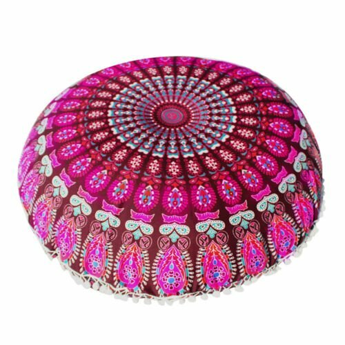 Large Mandala Floor Pillow Round Bohemian Meditation Cushion Cover Ottoman Pouf - Picture 10 of 16