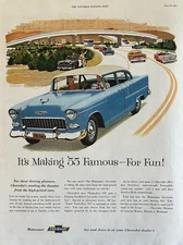 1955 Chevrolet Automobile Motoramic General Motors Detroit Famous VTG Print Ad