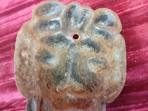 RUSTIC ARCHITECTURAL CAST IRON LION HEAD DOOR KNOCKER RUSTY GOLD BARN FIND - Picture 11 of 12