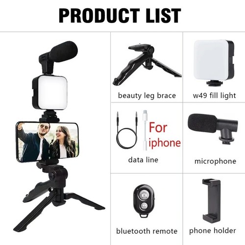 for Smartphone Vlogging Kit iPhone/Android w/ Light &Microphone &Tripod & Holder - Picture 10 of 10