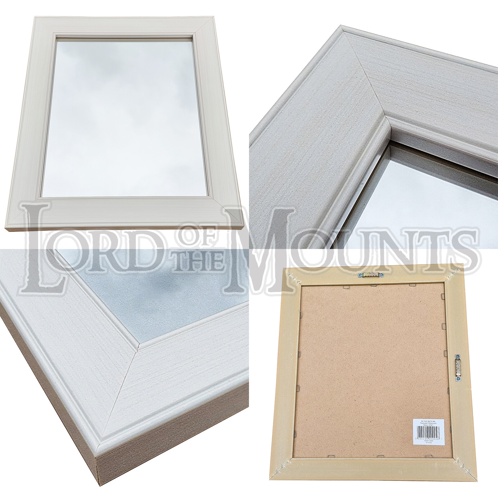 12" x 10" White Cream Wash Framed Mirror Bathroom Lounge Bedroom -Ready to hang