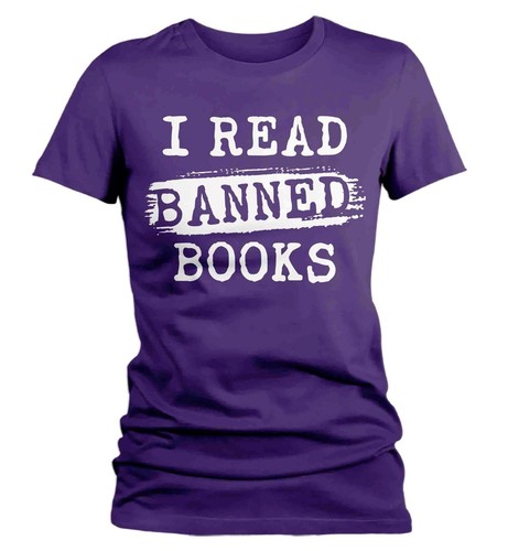 Women's Funny Book Nerd Shirt Geek TShirt Reader Reading Banned Books Author Boo - Bild 21 von 28