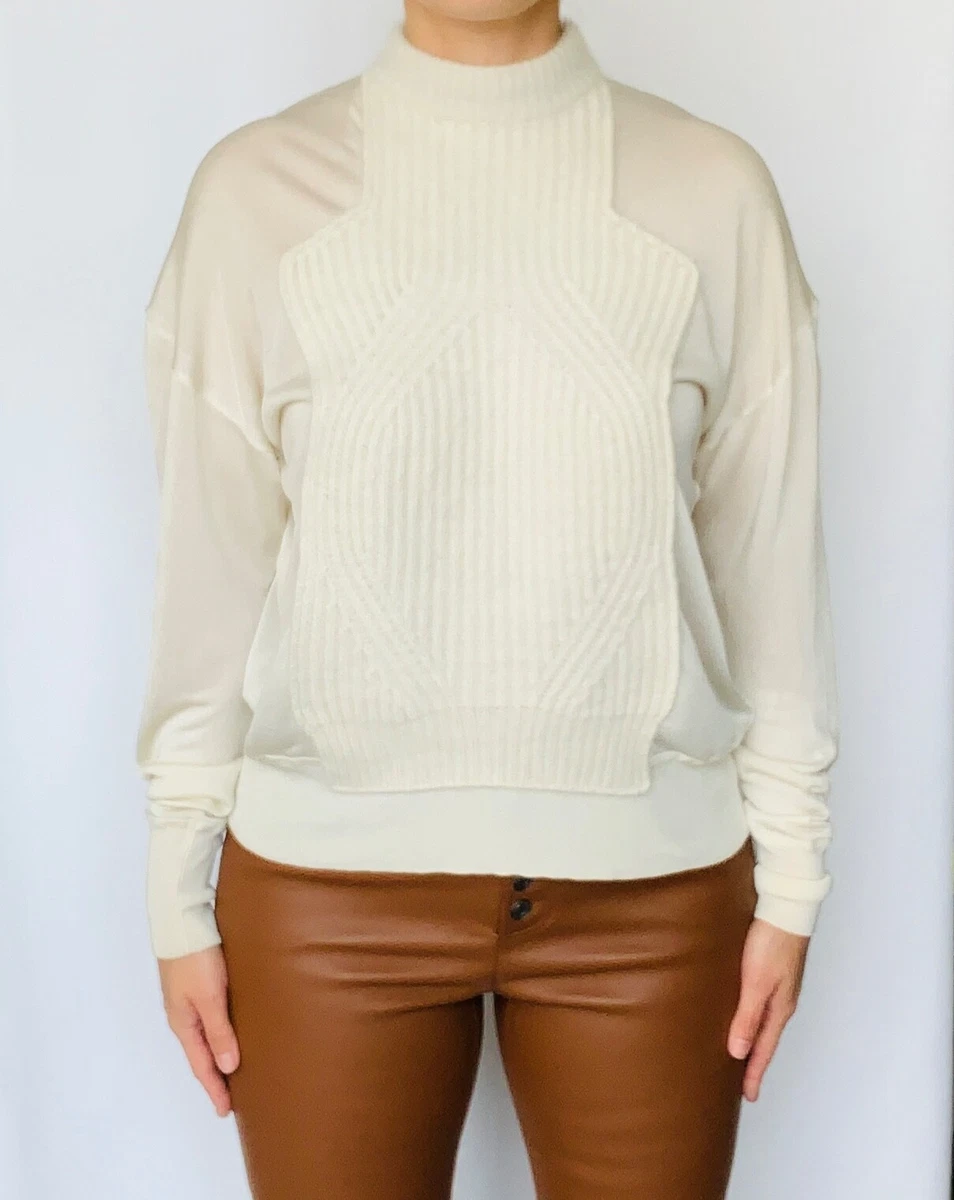 Alexander Wang Super Soft Angora Wool Bone Ivory Combo Semi-Sheer 