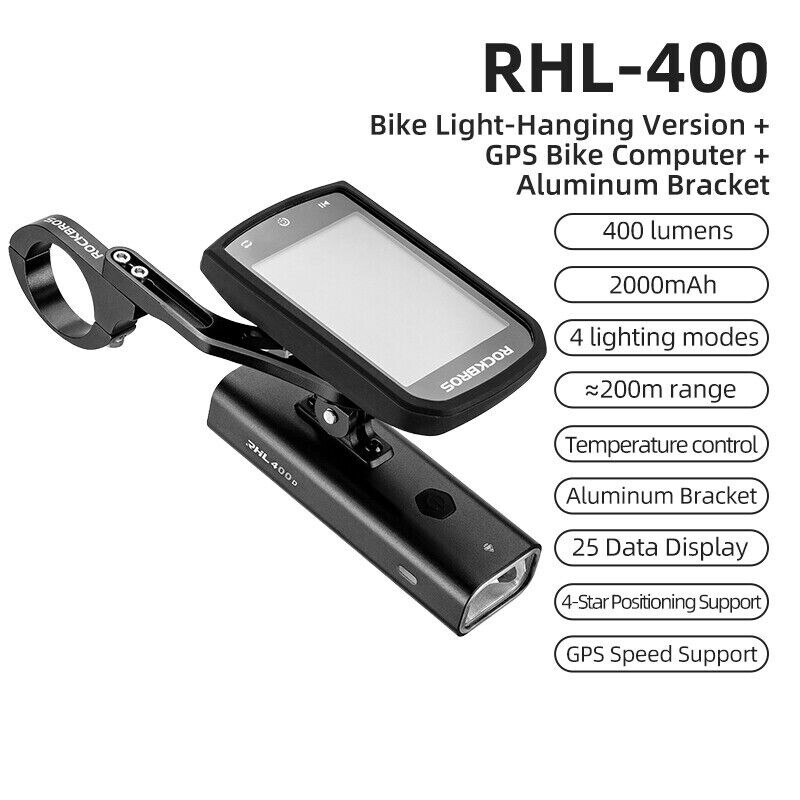 ROCKBROS Bike GPS Smart Bike Headlight Set ANT+ Speedometer With
