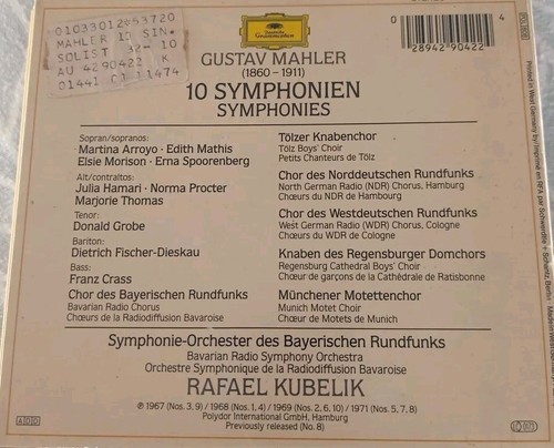 MAHLER 10 NM CDs KUBELIK 10 SYMPHONIEN DEUTSCHE GRAMMOPHON FULL SILVER PDO WG - Bild 2 von 9