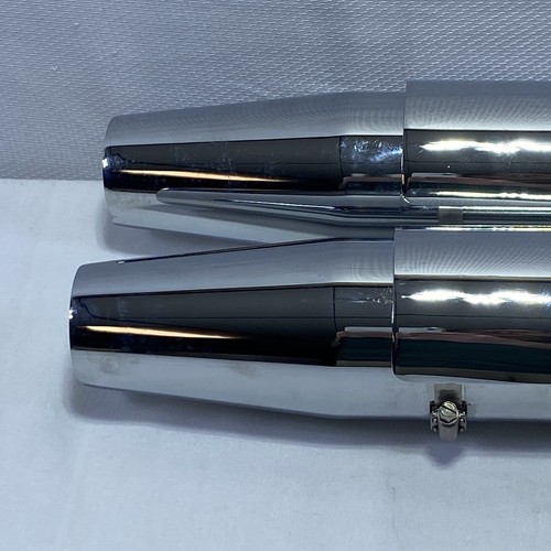 Harley Davidson 3” Exhaust Slip-on Pipes Chrome Neighbor Hater Style with Shield - Picture 7 of 14