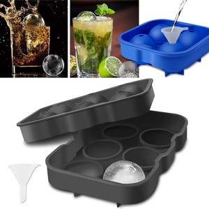 2in Large Round Silicone Ice Cube Ball Maker Tray Sphere Mold Bar Whiskey Funnel