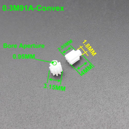 20 piezas 0,3 M 9 dientes plástico engranaje espolón 9T husillo diámetro de piñón 1 mm 0,95 mm convexo 1A - Imagen 2 de 12