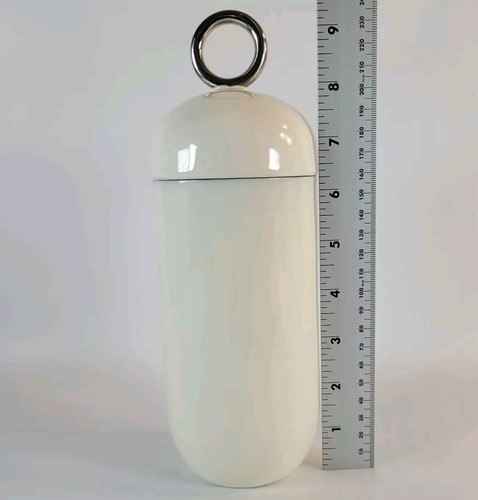 Anthropologie Barware Cocktail Shaker Smalto Bianco Acciaio Inox Arlo Usato in Ottime Condizioni - Foto 7 di 8