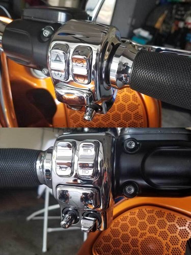 Chrome Hand Control Switch Housing Button Caps for Harley Road Glide FLTRX 15-22 - Bild 9 von 18