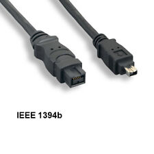 Kentek 3ft IEEE-1394b 9 Pin to 4 Pin Firewire Cable 400Mbps iLINK DV PC Black