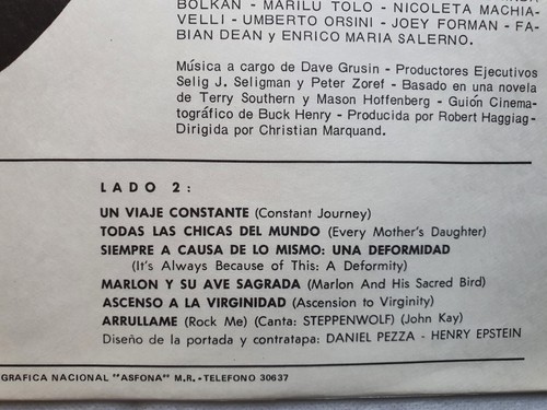 CANDY SNDTRCK THE BYRDS STEPPENWOLF DAVE GRUSIN 1969 MONO UNIQ CVR CHILEAN PRESS - Picture 7 of 18