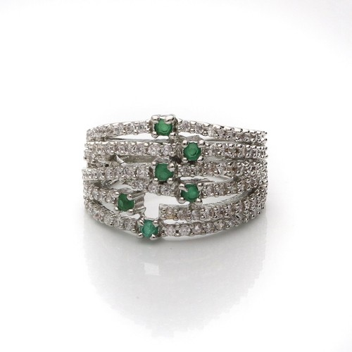 Umwerfend Cz Multiband Hochzeit Ring für Damen IN Silber Ton - 7 Reihen Design - Bild 23 von 70