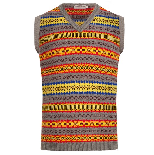 Unisex Herren Fairisle Weste Pullunder Vintage Ärmellos Strickpullover 50s 60s - Bild 31 von 52