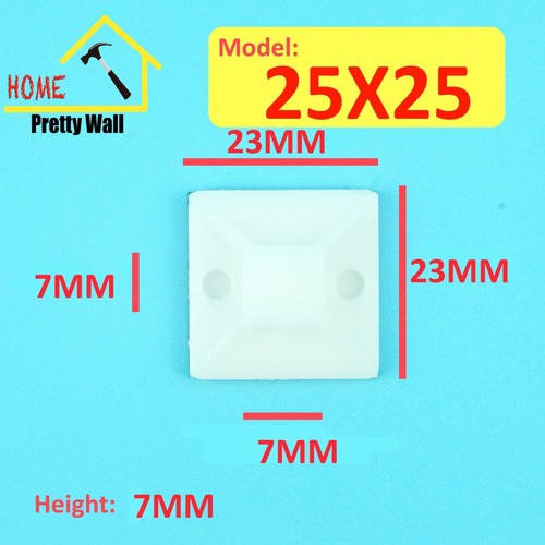 100 Pcs Self Adhesive Cable Wire Zip Tie Mounts Base Clamps Clip BL Square WHITE - Picture 9 of 15