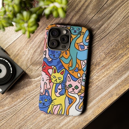 Trippy Cats Painting Phone Case for iPhone 17 16 15 14 13 12 11 X XR SE - 第 39/119 張圖片