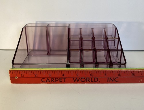 Makeup 16 Compartment Clear Purple Plastic Vanity Organizer - Picture 4 of 6