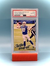 2020 Panini Chronicles Justin Herbert Luminance-Green RC #203 PSA 10