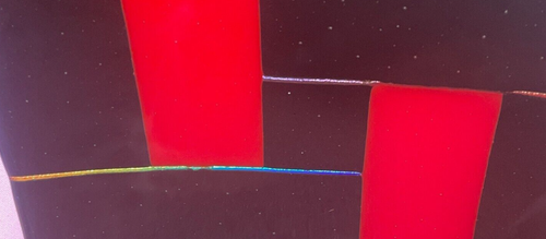 Mod ART GLASS Square PLATE Platter TRINKET Dish 9 1/2" x 9 1/2" Red Black Signed - Picture 2 of 13