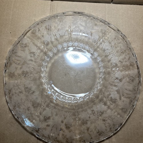 FOSTORIA ORCHID BOWS AND RIBBONS ETCHED 14" Rolled Edge Round Platter - Picture 6 of 7