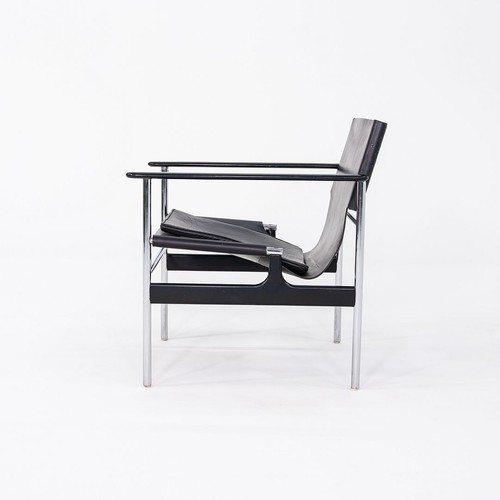 Par de sillones Charles Pollock años 60 para Knoll con brazo honda en cuero negro - Imagen 2 de 10