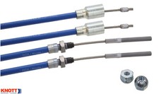 2 Stück KNOTT Anhänger Bremsseil NIROSTA Seilzug HL 1330 SL 1540 inkl. 2 Muttern