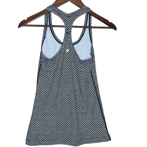 Lululemon Women Black White Cool Racerback II Soft Nulu Monochromic Print Size 4 - Picture 3 of 6