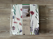 John Lewis Leckford Duvet Cover Set 100% Cotton Sateen White Floral King NEW £80