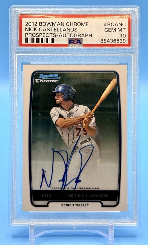 2012 Bowman Chrome Nick Castellanos Prospects Auto PSA 10 GEM MINT On Card