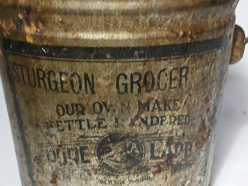 1900er Antik Vintage Schwein Schmalz Dose Grafik Dose Stör Lebensmittelgeschäft Wichita Kansas - Bild 8 von 23