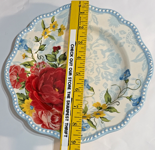 Pioneer Woman Piatto Burro in Gres Floreale, 4 Piatti, 4 Ciotole, Sale e Pepe - Foto 6 di 24