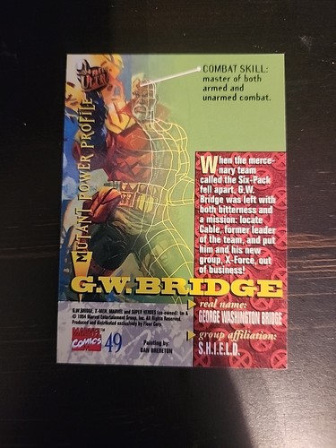 1994 Fleer Ultra X-Men Trading Card #49 G.W. Bridge Super Heros - Bild 2 von 2