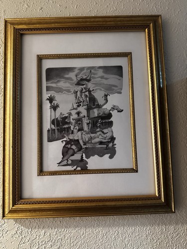 Impresión artística surrealista estilo Dalí 16,5”x13,5” enmarcada - Imagen 1 de 2