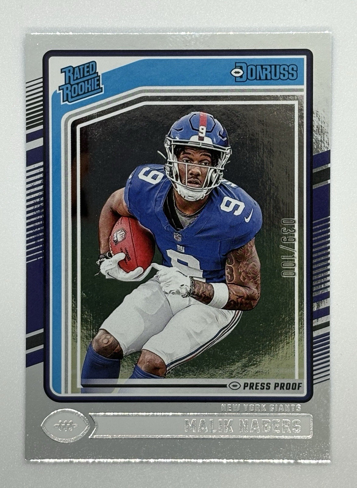 2024 Panini Donruss Malik Nabers /100 Rated Rookie Silver Press Proof #380