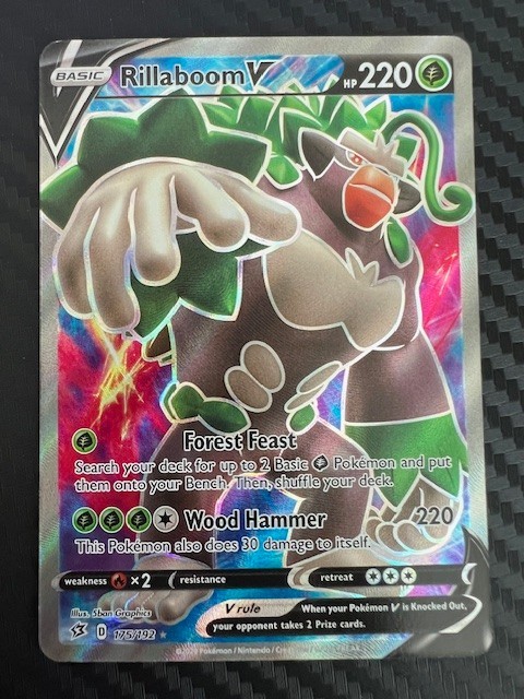 Pokemon TCG Rillaboom V Full Art 175/192 Rebel Clash Sword & Shield NM