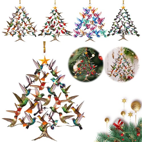 4x Adorno de Navidad Colibrí, 2025 Apilable Adornos Colibrí - Imagen 7 de 8