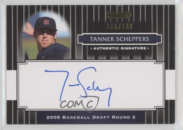 2008 Razor Signature Series Black 148/199 Tanner Scheppers #148 Auto 0u2j