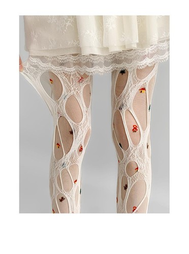 Gothic Damen unregelmäßig exponierte Haut Strumpfhose zerrissen Netz dünne Strumpfhose Punk - Bild 21 von 48