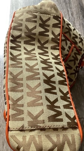 Vintage Michael Kors Signature Brown & Orange Leather Straped Shoulder bag Y2K - Picture 8 of 13