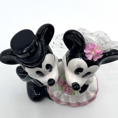 EUC Vintage Disney Mickey Minnie Mouse Bride & Groom Ceramic Wedding Cake Topper - Picture 6 of 7