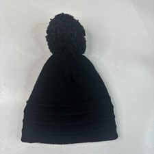 Vintage Wigwam Beanie Made in USA Black w Pom Pom Winter Hat Y8