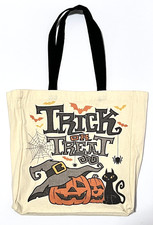 Spirit Halloween Store Trick Or treat Jack-O-Lantern Pumpkin Cat Canvas Tote Bag