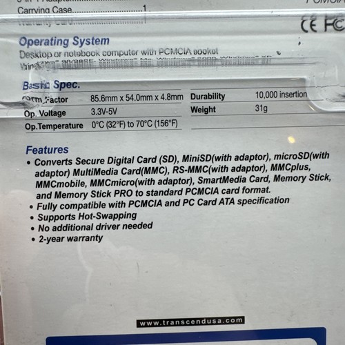 TRANSCEND 5 in 1 Adapter TS0MADP5 + Compact Flash Adapter TS0MCF2PC - Picture 4 of 5