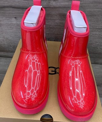 Women's UGG Classic Clear Mini Samba Red Boots, Size 7