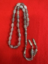 Natural 100% Agate Aqeeq Gemstone  Prayer Beads-Subha -Tesbih-Misbaha 33 Beads+3