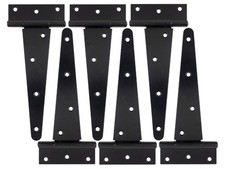 Heavy Duty 8 Inch Wrought Iron T Strap Hinge Set 6 Pcs Barn Gate Shed Door