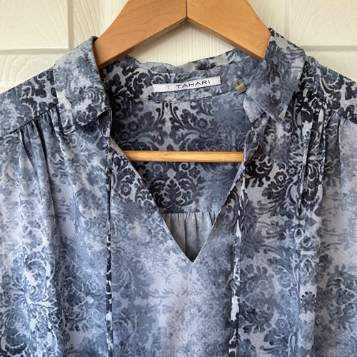 TAHARI Kismet Blues Shira Sleeveless High-Low Hem Tank Top Shirt Sz XS MSRP $78 - Picture 4 of 7