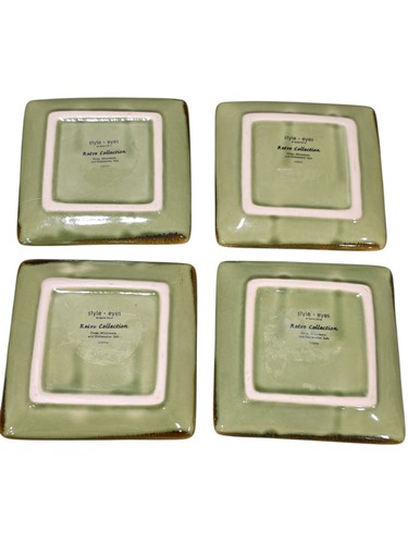 Baum Bros Style Eyes Retro Collection Green Square Plates 4" Set of 4 Vintage - Picture 2 of 5