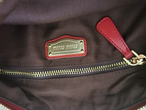 MIU MIU - Sac à main en cuir tressé rouge claire + Bandoulière - TBE - Picture 8 of 8