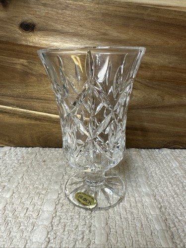 BLOCK 24% FULL LEAD CRYSTAL 6 3/4” VASE- "TULIP GARDEN" FLOWER OR CANDLE HOLDER - Picture 1 of 6